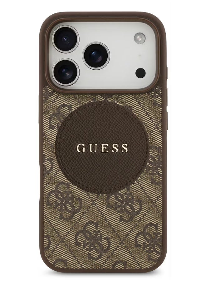 Guess MagSafe 4G PU Leather Case with Round Patch & Classic Logo for iPhone 17 Pro - Brown - Image 5